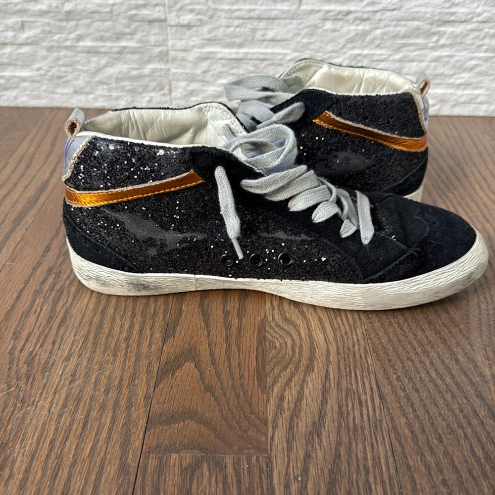 Golden Goose MidStar Black Glitter Sneakers, Good Condition: Size 8 - Picture 7 of 14